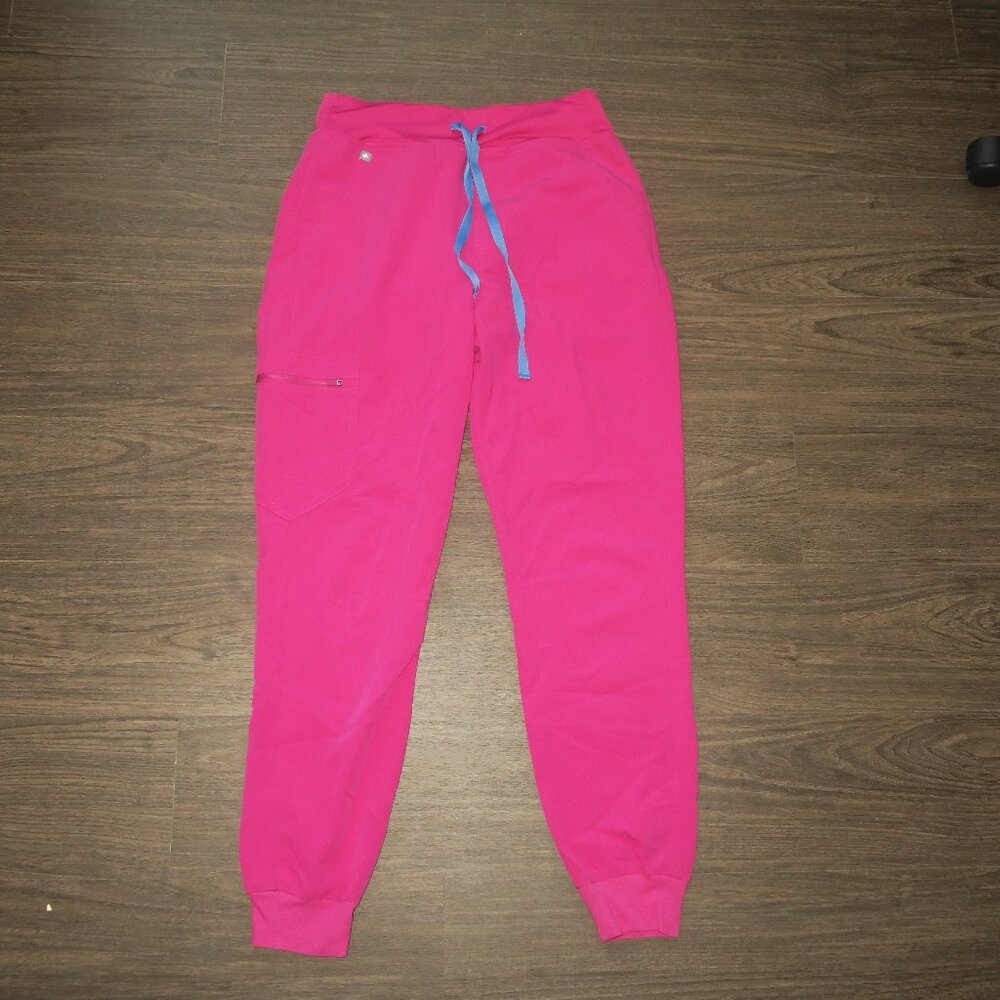**SOLD Figs Pink Zamora Jogger Scrub Pant with Blue Ties *RETIRED COLOR*